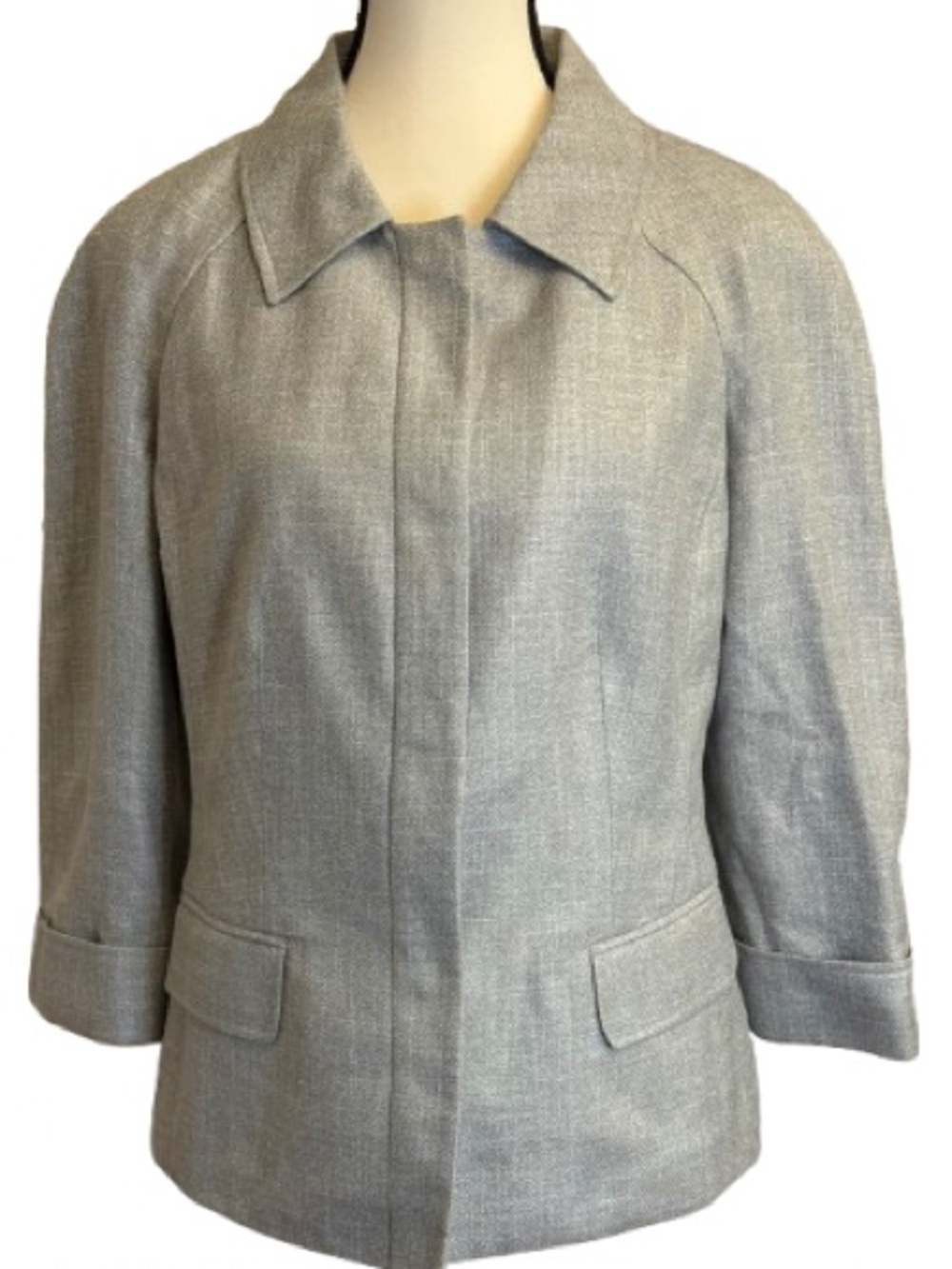 Brooks Brothers Women’s Silk Linen Bamboo Blend Jacket Size 8 Gray Snap Front - Picture 2 of 7